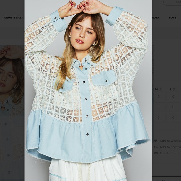 POL Tops - POL “ Virgin Island 2 “ POL Roomy Fit Top Gauze and Trim Detail BR60